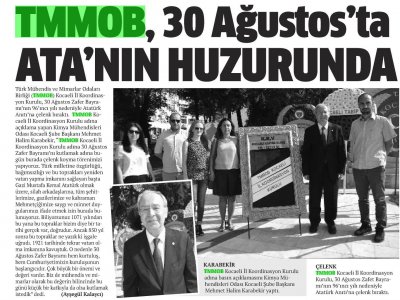 ÖZGÜR KOCAELİ: TMMOB, 30 AĞUSTOS`TA ATA`NIN HUZURUNDA