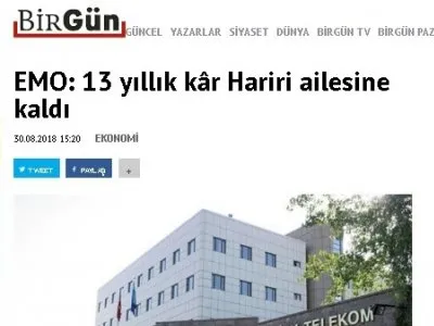 EMO: 13 YILLIK KâR HARİRİ AİLESİNE KALDI (BİRGUN.NET)