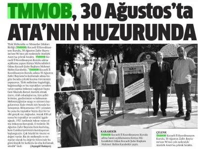 ÖZGÜR KOCAELİ: TMMOB, 30 AĞUSTOS`TA ATA`NIN HUZURUNDA