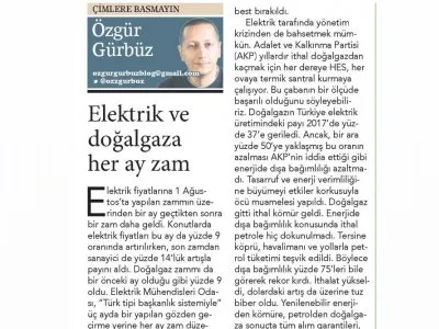 ELEKTRİK VE DOĞALGAZA HER AY ZAM (ÖZGÜR GÜRBÜZ-BİRGÜN)