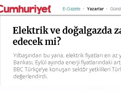 ELEKTRİK VE DOĞALGAZDA ZAMLAR DEVAM EDECEK Mİ? (CUMHURİYET.COM.TR)