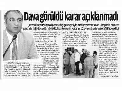 DAVA GÖRÜLDÜ KARAR AÇIKLANMADI (SAMSUN HABER)