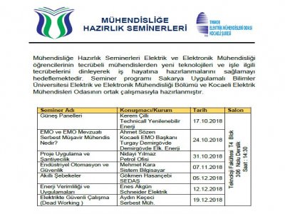 MÜHENDİSLİĞE HAZIRLIK SEMİNERLERİ BAŞLIYOR