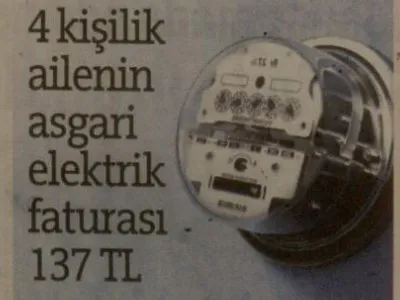 4 KİŞİLİK ASGARİ ELEKTRİK FATURASI 137 TL (BURSA HAKİMİYET)
