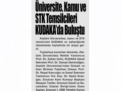 ÜNİVERSİTE KAMU VE STK TEMSİLCİLERİ KUDAKA DA BULUŞTU (ERZURUM PUSULA, 13.11.2018)