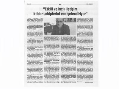 ETKİLİ VE HIZLI İLETİŞİM İKTİDAR SAHİPLERİNİ ENDİŞELENDİRİYOR (WWW.KİZİLBAYRAK41.NET, 14.1.2019)