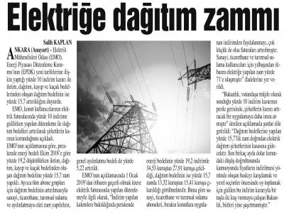 ELEKTRİĞE DAĞITIM ZAMMI (ANAYURT)