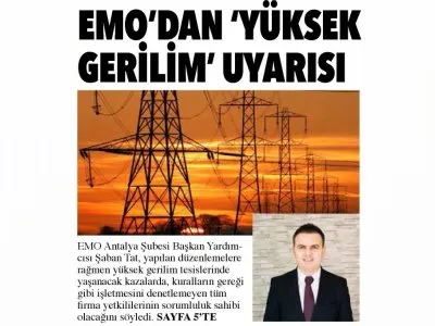 EMO`DAN YÜKSEK GERİLİM UYARISI (AKDENİZ GERÇEK - 23.01.2019)
