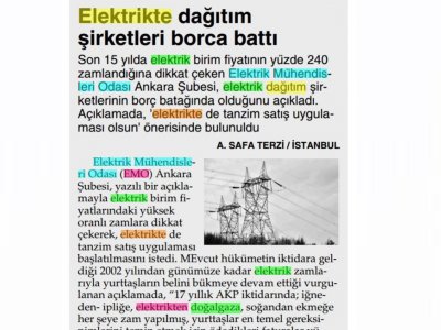 ELEKTRİKTE DAĞITIM ŞİRKETLERİ İFLASTA (YENİ MESAJ, 26.03.2019)