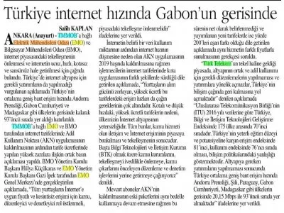 TÜRKİYE İNTERNET`TE GABONUN GERİSİNDE (ANAYURT GAZETESİ)