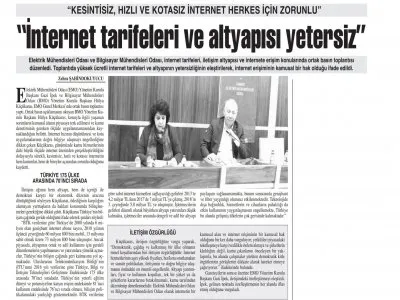 `İNTERNET TARİFELERİ VE ALTYAPISI YETERSİZ` (BAŞKENT GAZETESİ)
