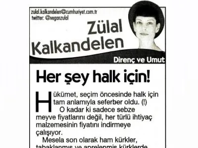 HER ŞEY HALK İÇİN! (ZÜLAL KALKANDELEN-CUMHURİYET)