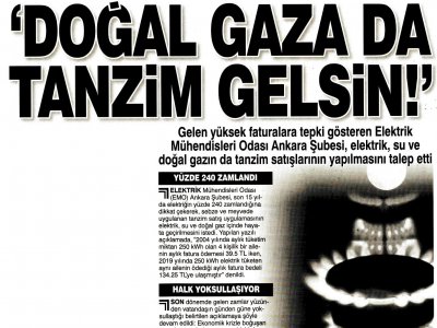 DOĞAL GAZA DA TANZİM GELSİN! (ŞOK, 31.03.2019)