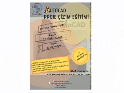 2 GÜNLÜK AUTOCAD PROJE ÇİZİM EĞİTİMİ