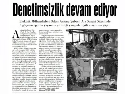 DENETİMSİZLİK DEVAM EDİYOR (GÜNLÜK EVRENSEL, 01.04.2019)
