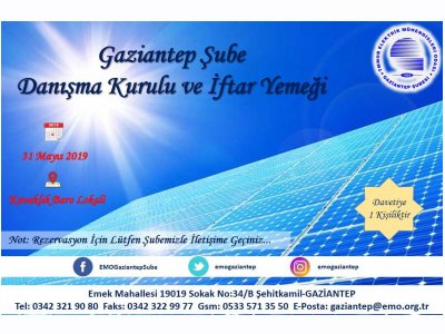 ŞUBEMİZ DANIŞMA KURULU VE İFTAR YEMEĞİ PROGRAMI