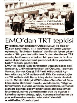 EMODAN TRT TEPKİSİ (CUMHURİYET)