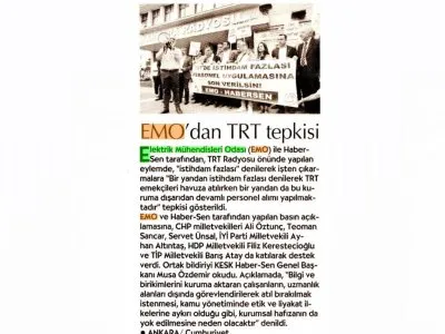 EMO`DAN TRT TEPKİSİ (CUMHURİYET, 24.05.2019)