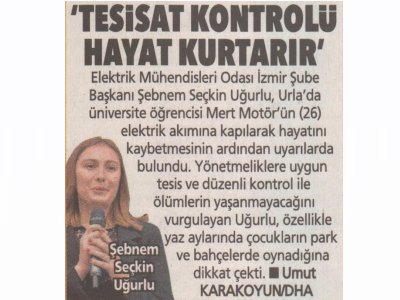 TESİSAT KONTROLÜ HAYAT KURTATIR (POSTA İZMİR EGE)
