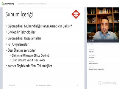BİYOMEDİKAL MÜHENDİSLİKTE YENİ TEKNOLOJİLER WEBINAR DÜZENLENDİ