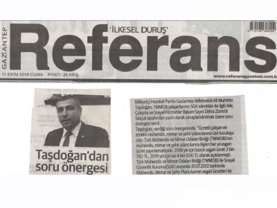 GAZİANTEP MİLLETVEKİLİ SAYIN TAŞDOĞAN`A TEŞEKKÜR