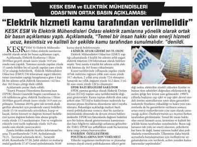ELEKTRİK HİZMETİ KAMU TARAFINDAN VERİLMELİDİR (YENİ HABER)