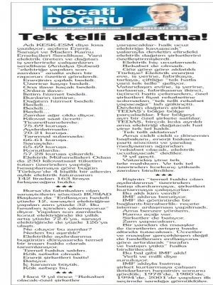 TEK TELLİ ALDATMA (NECATİ DOĞRU-SÖZCÜ)