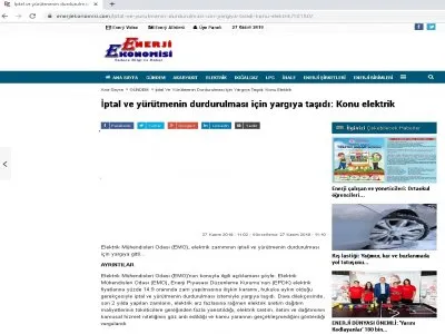 İPTAL VE YÜRÜTMENİN DURDURULMASI İÇİN YARGIYA TAŞIDI: KONU ELEKTRİK (ENERJİEKONOMİSİ.COM)