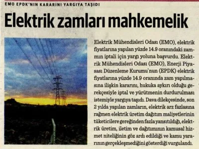 ELEKTRİK ZAMLARI MAHKEMELİK (DÜNYA)