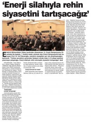`ENERJİ SİLAHIYLA REHİN SİYASETİNİ TARTIŞACAĞIZ` (DİYARBAKIR YENİGÜN)