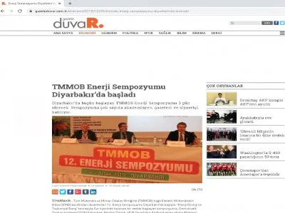 TMMOB ENERJİ SEMPOZYUMU DİYARBAKIRDA BAŞLADI (GAZETEDUVAR.COM.TR)