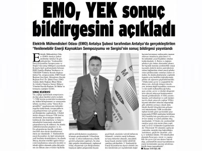 EMO, YEK SONUÇ BİLDİRGESİNİ AÇIKLADI (ANTALYA KÖRFEZ - 07.01.2020)