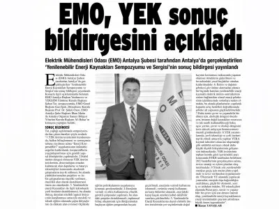 EMO, YEK SONUÇ BİLDİRGESİNİ AÇIKLADI (ANTALYA KÖRFEZ - 07.01.2020)