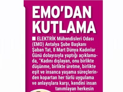 EMO`DAN DÜNYA KADINLAR GÜNÜ KUTLAMASI (ANTALYA KÖRFEZ - 05.03.2020)