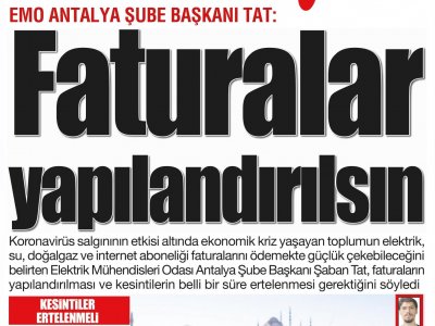 FATURALAR YAPILANDIRILSIN (AKDENİZ`DE YENİ YÜZYIL - 20.03.2020)