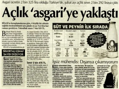 AÇLIK ASGARİYE YAKLAŞTI (CUMHURİYET)