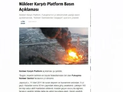 NÜKLEER KARŞITI PLATFORM BASIN AÇIKLAMASI (YAPİ.COM.TR)