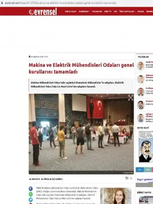 MAKİNA VE ELEKTRİK MÜHENDİSLERİ ODALARI GENEL KURULLARINI TAMAMLADI (EVRENSEL.NET)