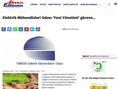 ELEKTRİK MÜHENDİSLERİ ODASI `YENİ YÖNETİMİ` GÖREVE BAŞLADI (ENERJİEKONOMİSİ.COM)