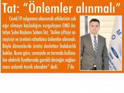 TAT: `ÖNLEMLER ALINMALI!` (ANTALYA SON HABER - 24.09.2020)