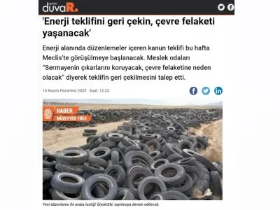 `ENERJİ TEKLİFİNİ GERİ ÇEKİN, ÇEVRE FELAKETİ YAŞANACAK` (GAZETEDUVAR.COM,TR)