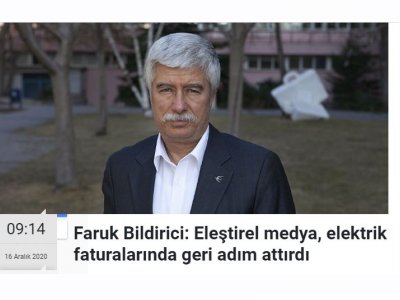 FARUK BİLDİRİCİ: ELEŞTİREL MEDYA, ELEKTRİK FATURALARINDA GERİ ADIM ATTIRDI (YURTGAZETESİ.COM.TR)