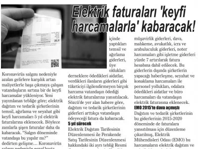 ELEKTRİK FATURALARI `KEYFİ HARCAMALARLA` KABARACAK! (DÜZCE MANŞET)