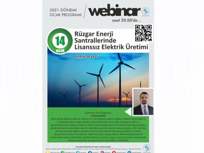 RÜZGÂR ENERJİ SANTRALLERİNDE LİSANSSIZ ELEKTRİK ÜRETİMİ BAŞLIKLI WEBINAR DÜZENLENECEK