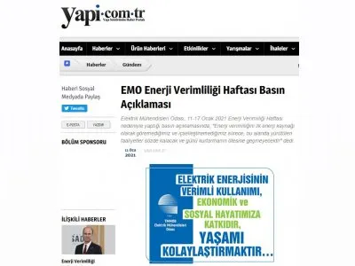 EMO ENERJİ VERİMLİLİĞİ HAFTASI BASIN AÇIKLAMASI (YAPİ.COM.TR)