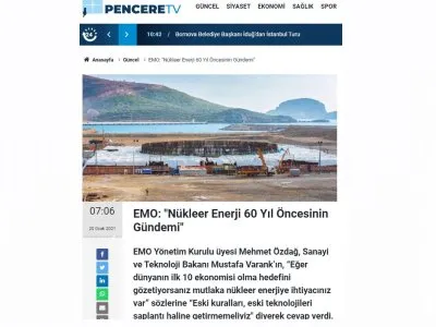 EMO: `NÜKLEER ENERJİ 60 YIL ÖNCESİNİN GÜNDEMİ` (PENCERETV.COM)