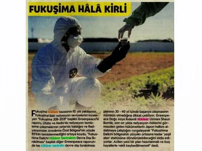 FUKUŞİMA HALA KİRLİ (CUMHURİYET)