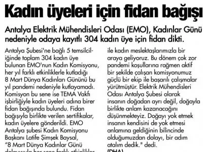KADIN ÜYELERİ İÇİN FİDAN BAĞIŞI (KEMER GÖZCÜ-09.03.2021)