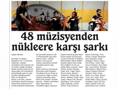 48 MÜZİSYENDEN NÜKLEERE KARŞI ŞARKI (HABERCİ MERSİN)