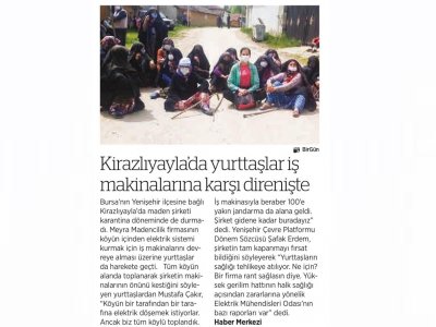 KİRAZLIYAYLADA YURTTAŞLAR İŞ MAKİNALARINA KARŞI DİRENİŞTE (BİRGÜN)